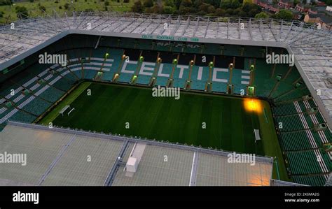 Celtic Stadium in Glasgow the home of FC Celtic Glasgow - aerial view ...