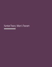 11. Wilson's Theorem.pdf - Number Theory: Wilson's Theorem Number Theory Lemma. If p is a prime ...