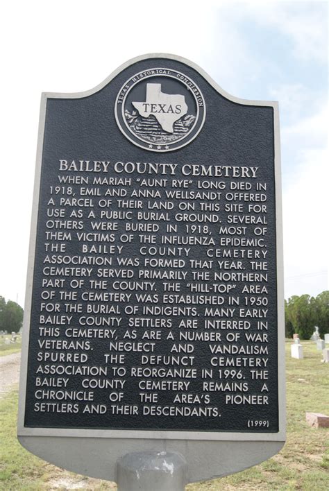 Bailey County Cemetery - TEXAS HISTORICAL MARKERS