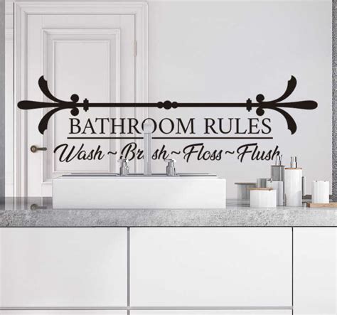 bathroom rules text wall decal - TenStickers