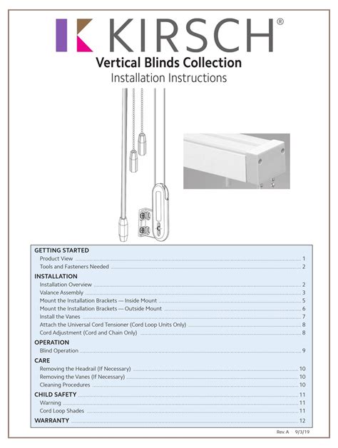 KIRSCH VERTICAL BLINDS SERIES INSTALLATION INSTRUCTIONS MANUAL Pdf Download | ManualsLib