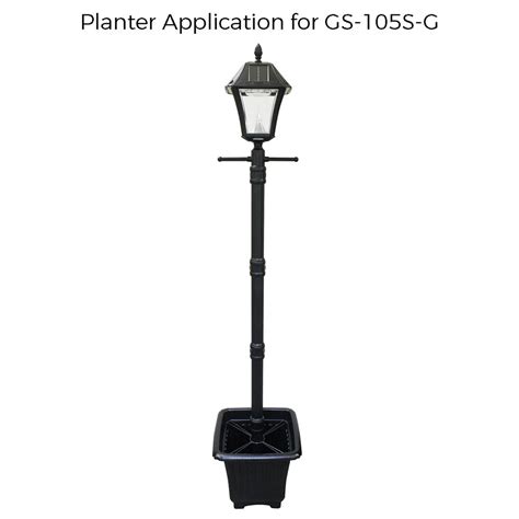 Gama Sonic Baytown II Accessory Planter 15 in. Black Resin for Outdoor Solar Lamp Post-GS ...