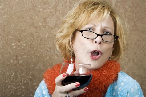 Funny Woman Drinking Wine stock image. Image of drink - 5872141