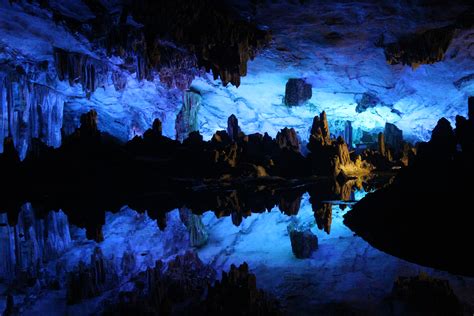 Wallpaper : blue, cave, Formation, stalactite, stalagmite, underground lake, caving, speleothem ...