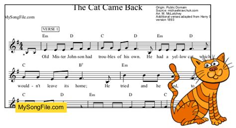 The Cat Came Back | My Song File