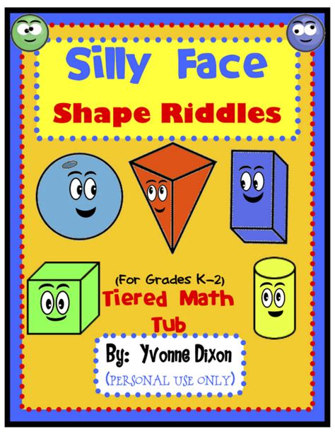 $4.50 Silly Face Shape Riddles http://sassyinsecond.blogspot.com/ | Math, Math expressions ...