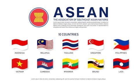 Premium Vector | 10 asean countries flag vector for digital content and ...