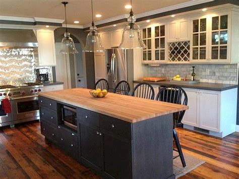 60 Inspired Farmhouse Kitchen Island Design Ideas | Black quartz kitchen countertops, Black ...