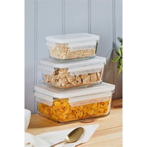 Homelife 3 Pack Nesting Glass Storage Containers | SportsDirect.com Greece