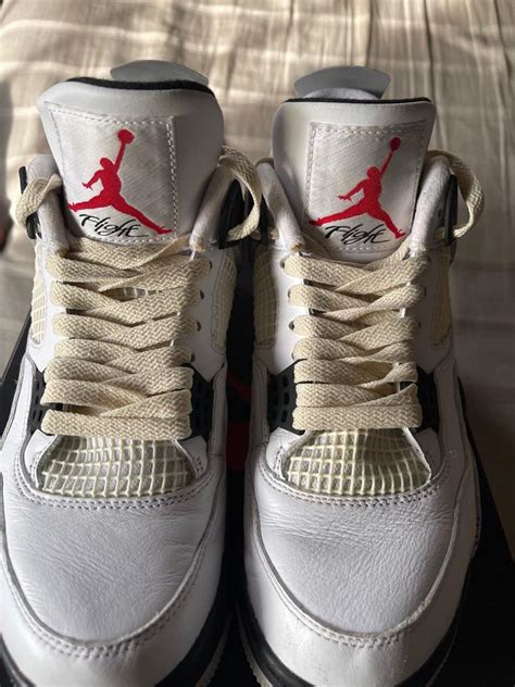 Air Jordan 4 White Cement, Men's Fashion, Footwear, Sneakers on Carousell