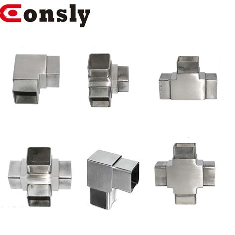 3 way square tube connectors 3-way flush elbow stainless steel handrail elbow flush angle ...