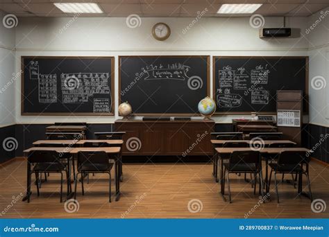 Empty Classroom with White Floor. High School Stock Image - Image of blackboard, window: 289700837