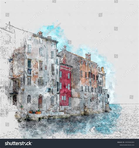 Abstract Building Watercolor Sketch Illustration Stock Illustration 2035926383 | Shutterstock