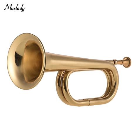 Muslady B Flat Bugle Call Trumpet Brass Cavalry Horn with Mouthpiece for School Band Cavalry ...