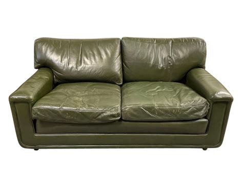 Forest Green Leather Sofa | Baci Living Room