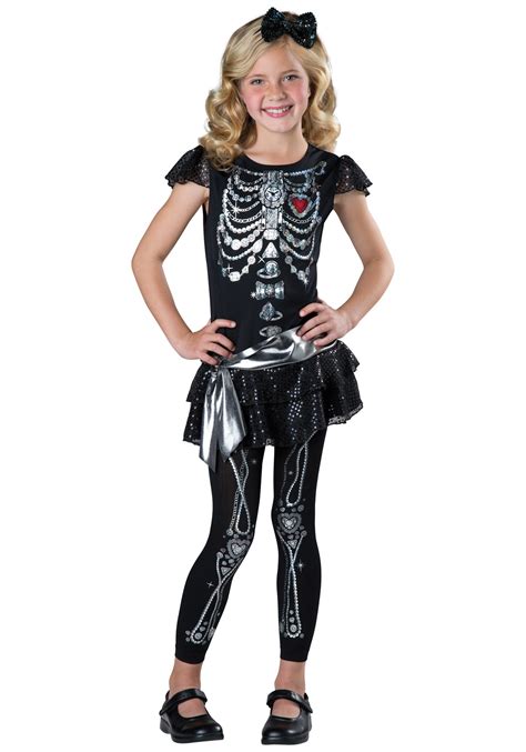 Girls Sparkly Skeleton Costume