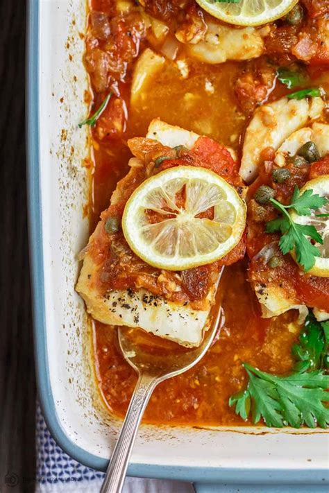 Mediterranean Baked Fish Recipe with Tomatoes and Capers (Video)