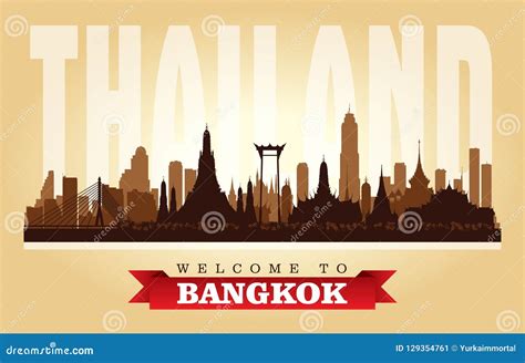 Bangkok Thailand City Skyline Vector Silhouette Stock Vector - Illustration of vector, beautiful ...