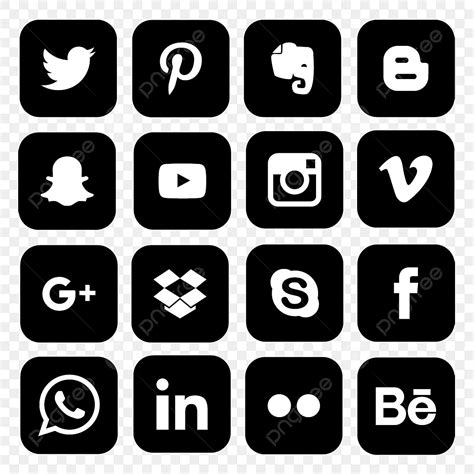 Set Social Media Vector Design Images, Set Of Popular Social Media Icons Black, Social Icons ...