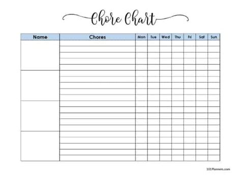 FREE Printable Family Chore Chart | Many Templates are Available