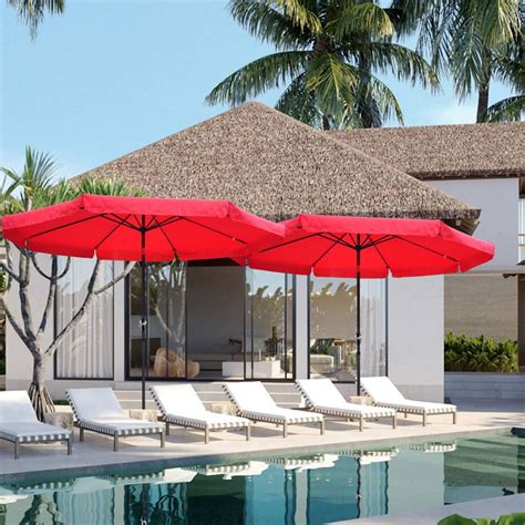 Outdoor Patio Umbrella Backyard Garden Offset Beach Pool Umbrella ...