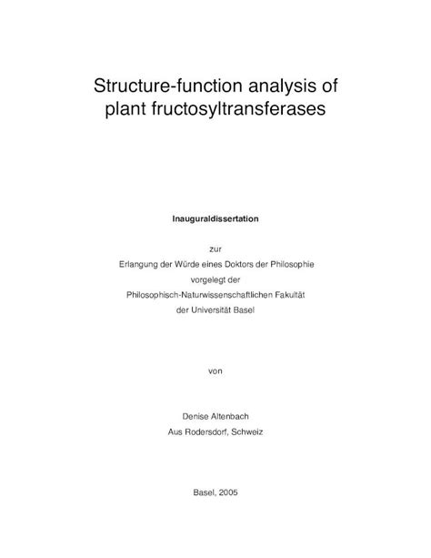 (PDF) Structure-function analysis of plant fructosyltransferases · glucose and fructose. An ...