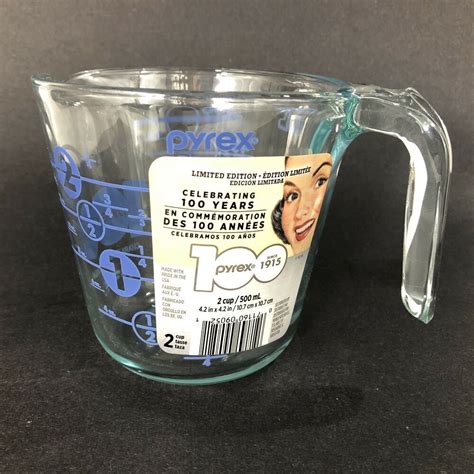 New PYREX Measuring Cup Glass 2 Cup Blue 100th Anniversary Original Sticker USA #Pyrex #NA ...