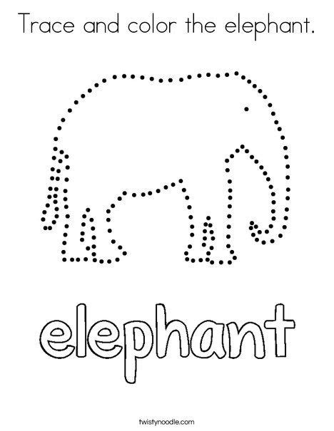 Pin by Twisty Noodle on Tracing Practice | Elephant coloring page, Do a ...