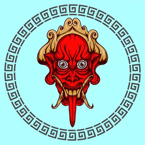 Premium Vector | Barong mask cartoon art vector isolated