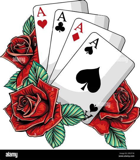 four aces poker card tattoo, vector illustration Stock Vector Image ...