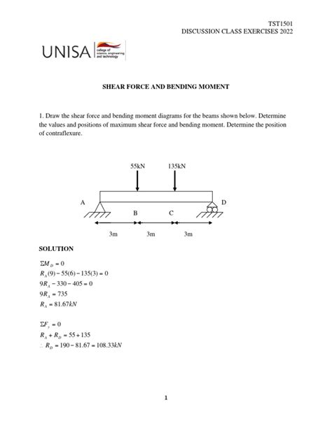 Shear Force and Bending Moment Exercises 2022 S2 | PDF