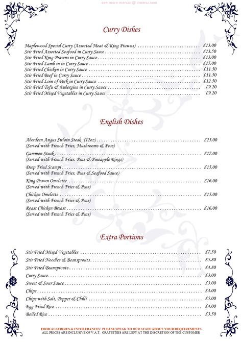 Online Menu of Maplewood Restaurant Restaurant, Widnes, United Kingdom ...