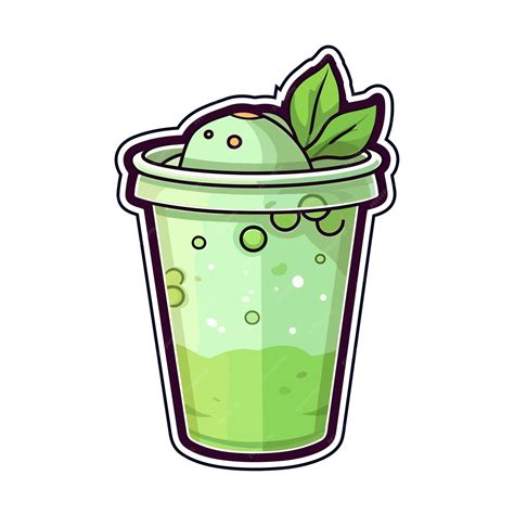 Premium Vector | 022 matcha latte sticker cool colors kawaii clip art illustration