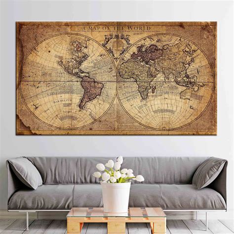 Colorful World Map Canvas Wall Art Map Of The World Multi Panel Print Travel Map Unique Gift ...