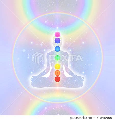 Soft rainbow-colored meditation with... - Stock Illustration [91046900 ...