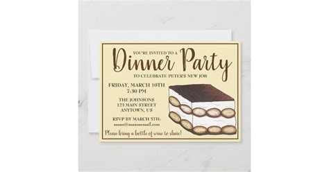 Italian Bakery Tiramisu Dessert Food Dinner Party Invitation | Zazzle