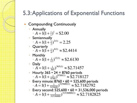 PPT - Chapter 5: Exponential and Logarithmic Functions 5.3: Applications of Exponential ...