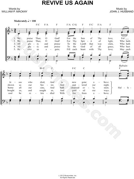 John J. Husband "Revive Us Again" Sheet Music in F Major - Download ...