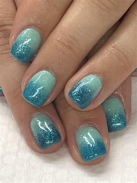 Summer aqua teal ombré gel nails | Teal nails, Ombre gel nails, Aqua nails