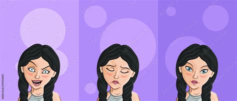 Cartoon Female portrait. Woman avatar. Vector character. Girl portrait ...