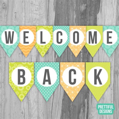 Welcome Back First Day of School Banner Printable Instant Download by Prettiful Designs ...