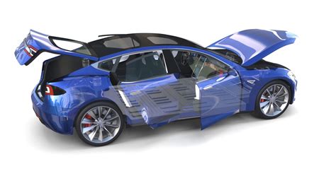 Tesla Model S 2016 Blue with interior and chassis 3D Model $149 - .stl .obj .fbx .dae .blend ...