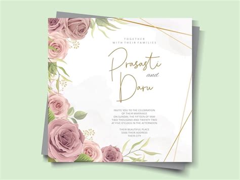 Premium Vector | Wedding card design with beautiful roses ornaments