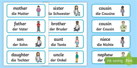 My Family Word Cards English/German - Twinkl