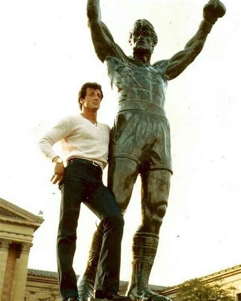 Sylvester Stallone with the Iconic Rocky Balboa Statue