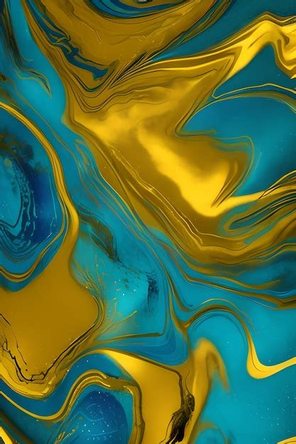 Premium Photo | Blue and yellow abstract art with a blue background