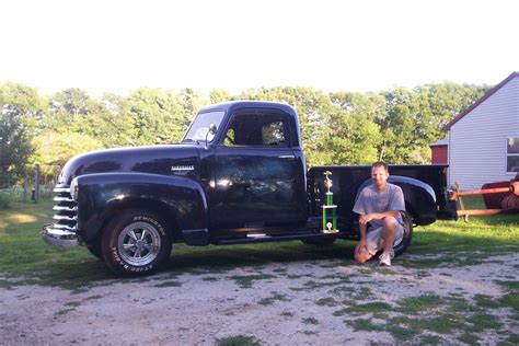 1950 Chevy Truck completed restoraton blue with belting painted black ...