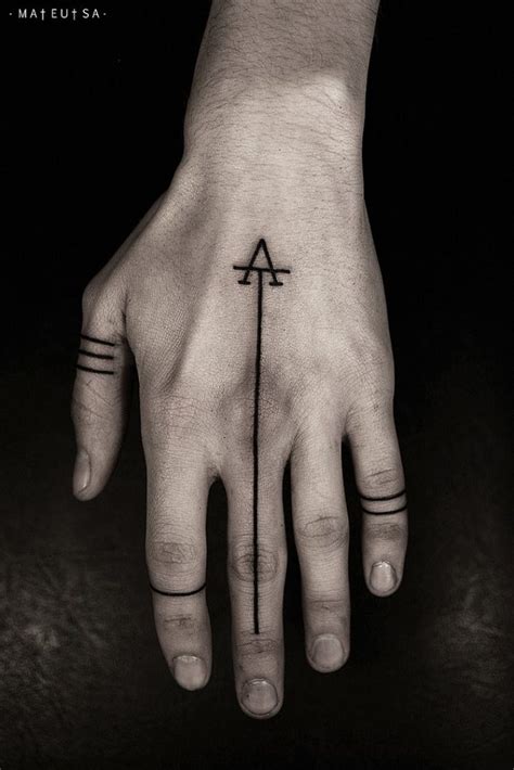 Simple thin line tattoo on the hand - Tattoogrid.net