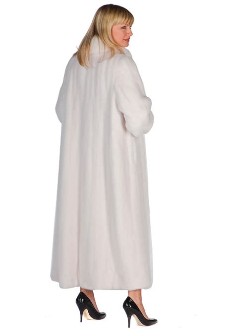 White Mink Full Length Coat – White Fox Trimmed – Madison Avenue Mall Furs