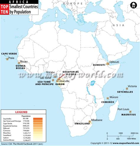 Map of Least Populated African Countries